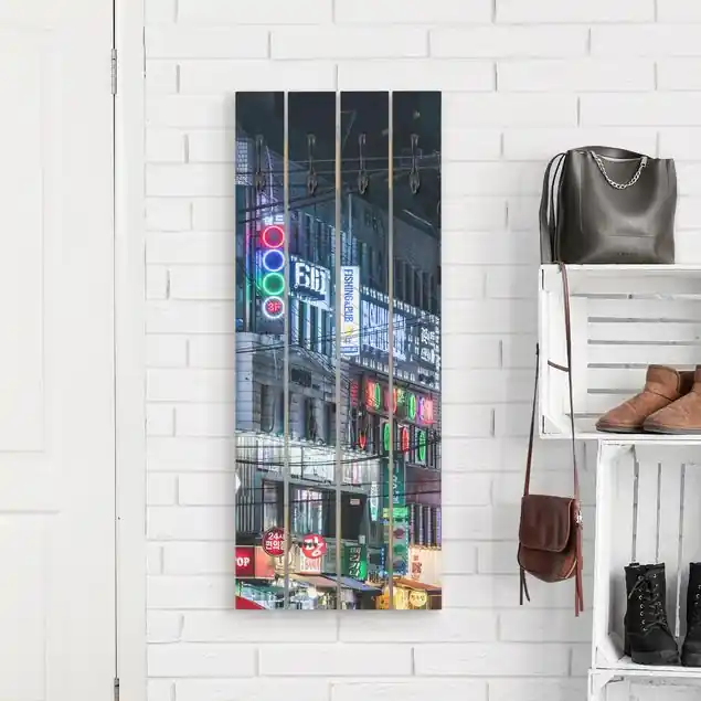 Nachtleben von Seoul Wandgarderobe Kostenloser Rückversand