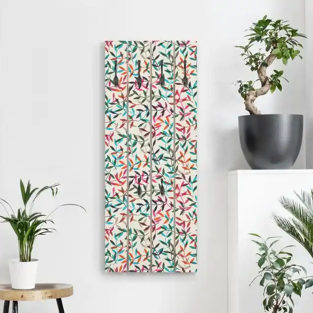 Neue Ware Colorful Leaves Wandgarderobe Holzpalette