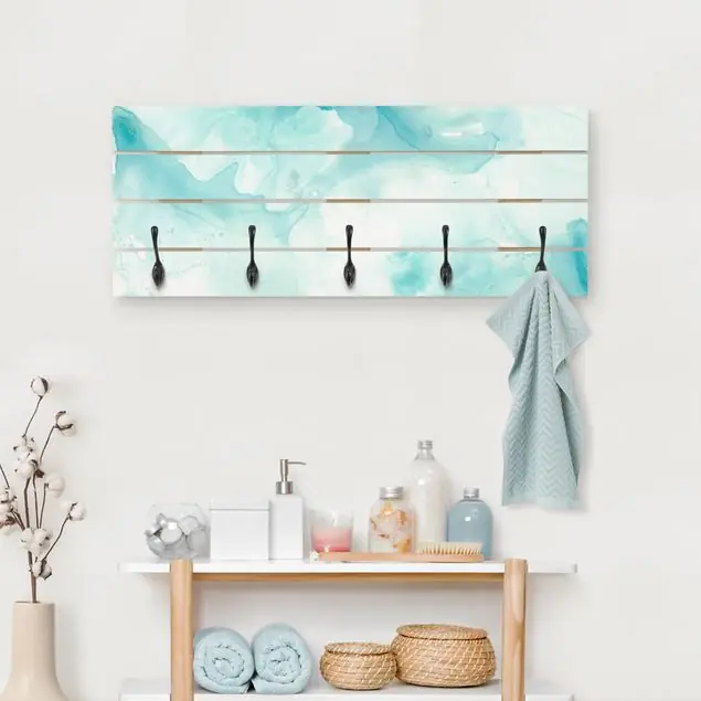 Emulsion in weiß und türkis II Wandgarderobe Holzpalette Sonderaktion