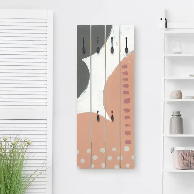 Billig Karneval der Formen in Lachs III Wandgarderobe Holzpalette