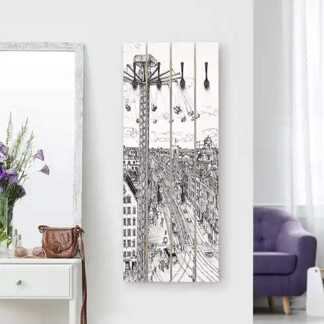 Super-Preis Stadtstudie - Kettenkarussell Wandgarderobe Holzpalette
