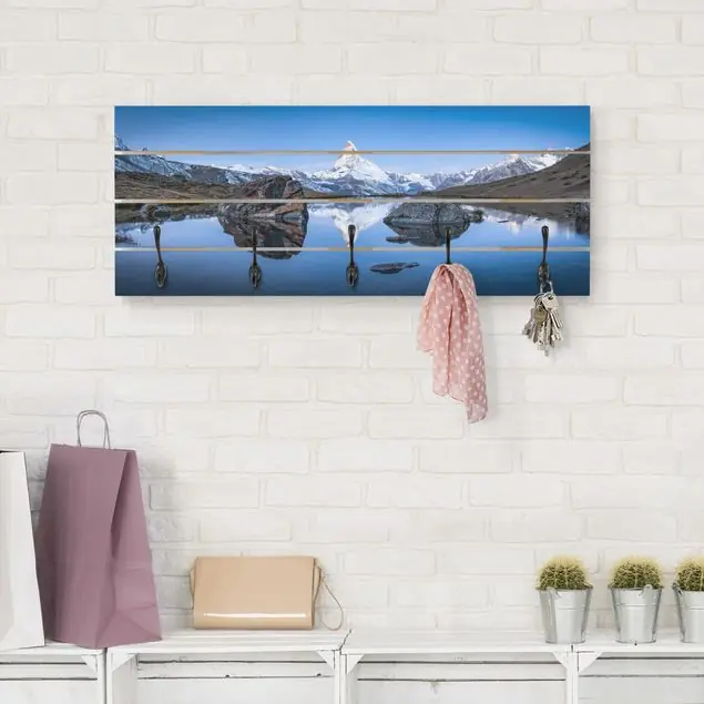 Schneller Versand Stellisee vor dem Matterhorn Wandgarderobe