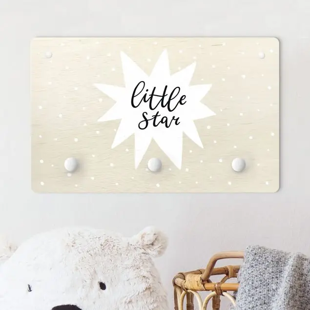 Spruch Little Star mit Stern Weiß Kindergarderobe Holz Günstig