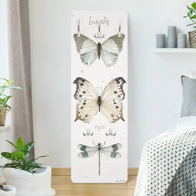 Beliebt Aquarell Insekten in Beige Wandgarderobe