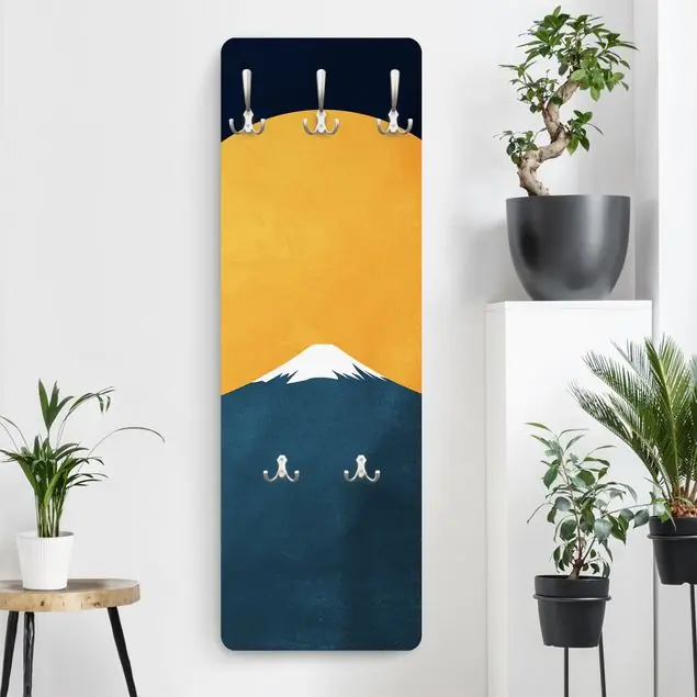 Sonne, Mond und Berge Wandgarderobe Holzpaneel Super-Preis