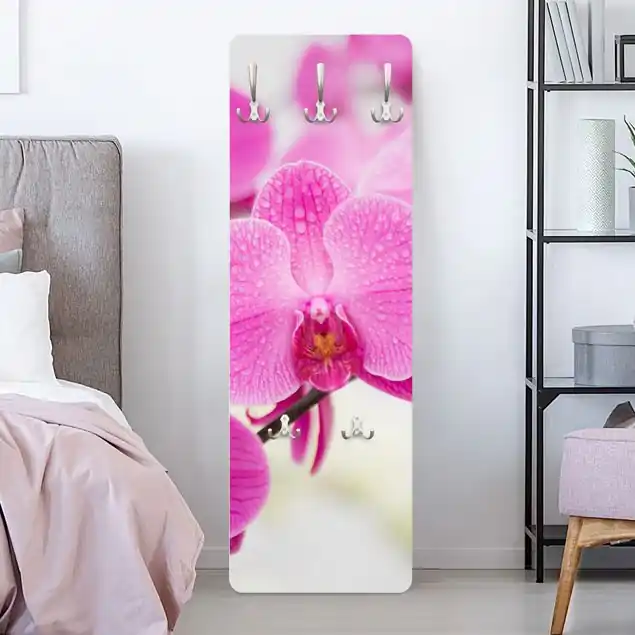 Nahaufnahme Orchidee Wandgarderobe Holzpaneel Solange Der Vorrat Reicht