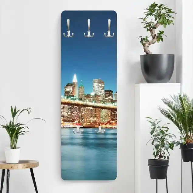 Bestseller No.26 Nighttime Manhattan Bridge Wandgarderobe Holzpaneel