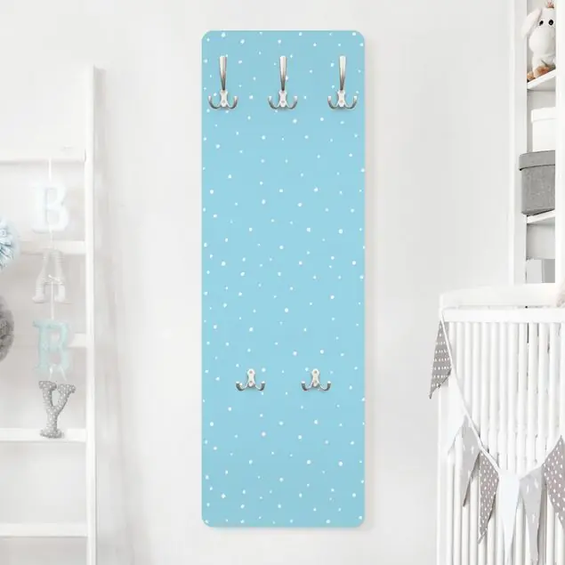 Gezeichnete kleine Punkte auf Pastellblau Wandgarderobe Holzpaneel Kostenloser Rückversand
