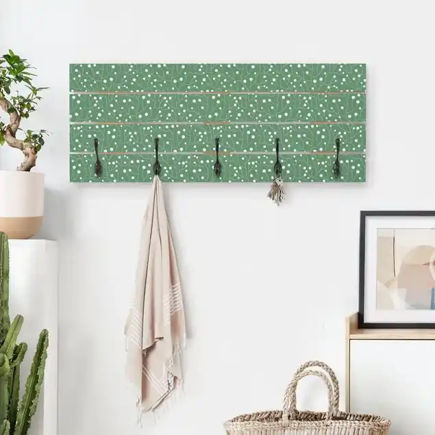 Bestpreis Natürliches Muster Wachstum mit Punkten auf Grün Wandgarderobe