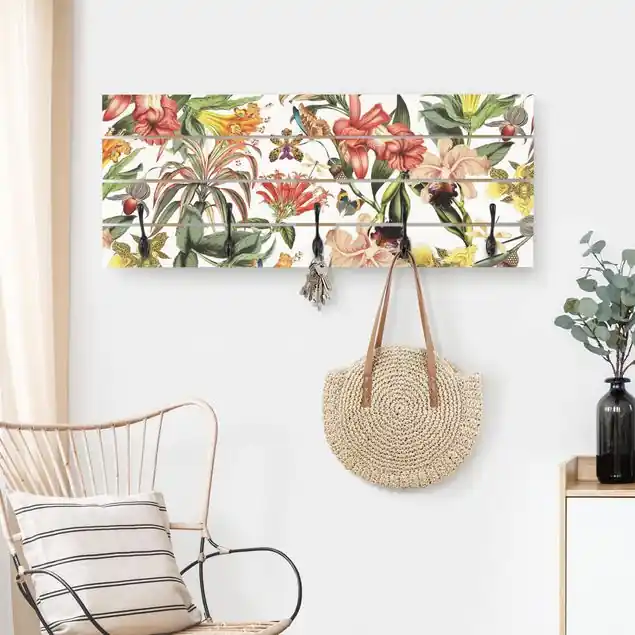 Neue Kollektion Tropische Blumen Wandgarderobe