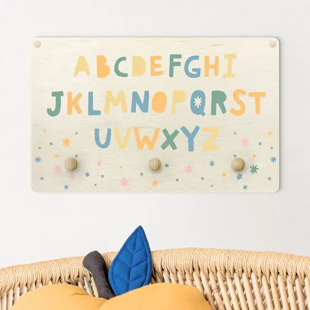 Großes Alphabet mit Sternen Bunt Kindergarderobe Holz Nur Für Kurze Zeit