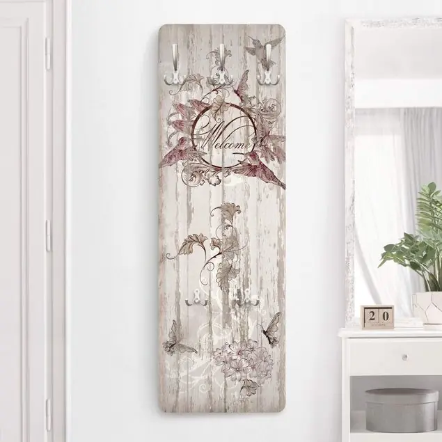 Welcome with Butterfly Wandgarderobe Holzpaneel Begrenztes Angebot