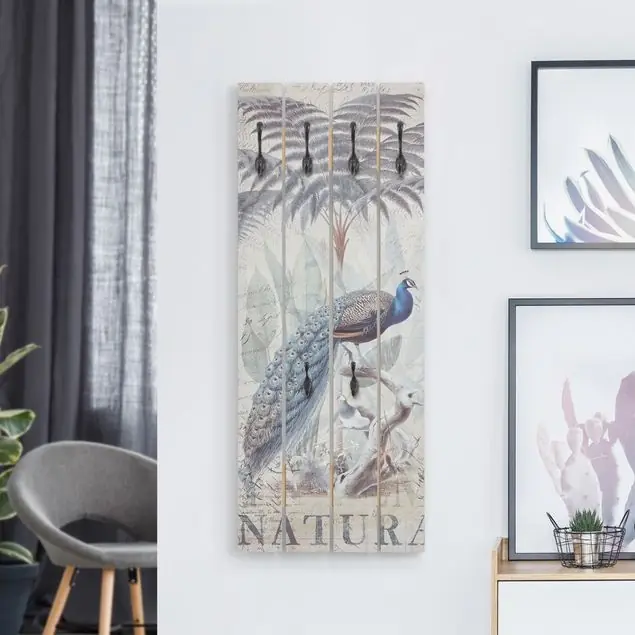 Shabby Chic Collage - Pfau Wandgarderobe Rabatt