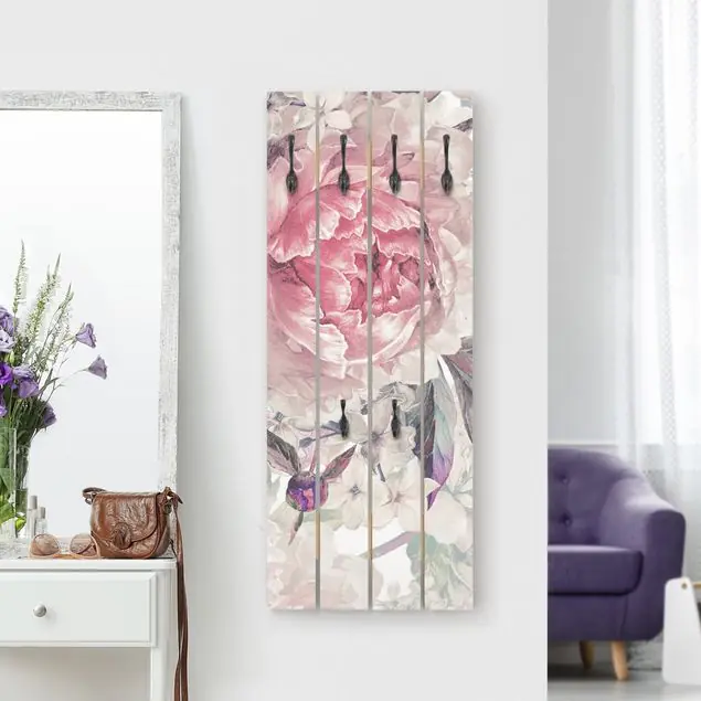 Jetzt Kaufen Zartes Aquarell Pfingstrosen Muster Wandgarderobe