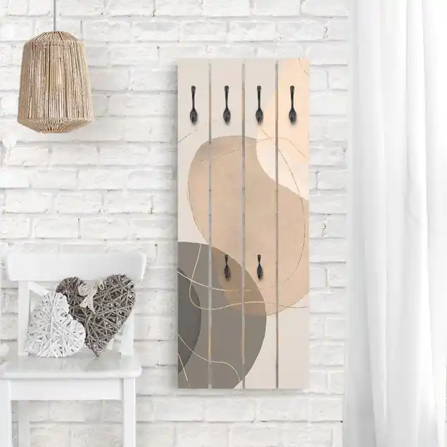 Verspielte Impressionen in Beige Wandgarderobe Günstig