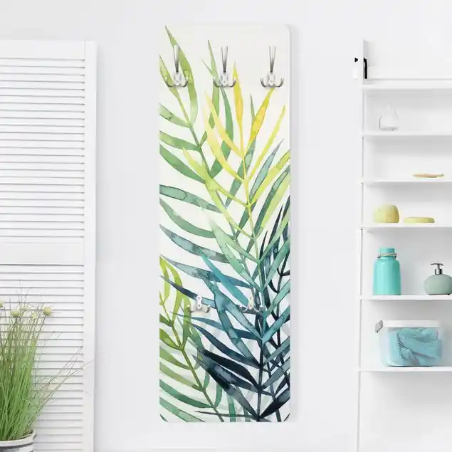 Preiswert Tropisches Blattwerk - Palme Wandgarderobe Holzpaneel