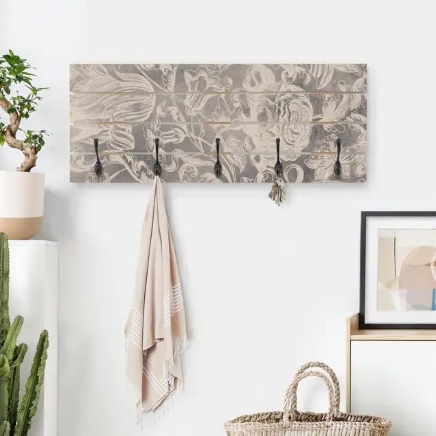 Verblühtes Blumenornament I Wandgarderobe Holzpalette Wochenendangebot