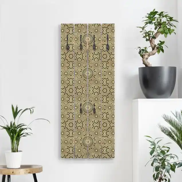 Orientalisches Muster mit goldenen Sternen Wandgarderobe Holzpalette Solange Der Vorrat Reicht