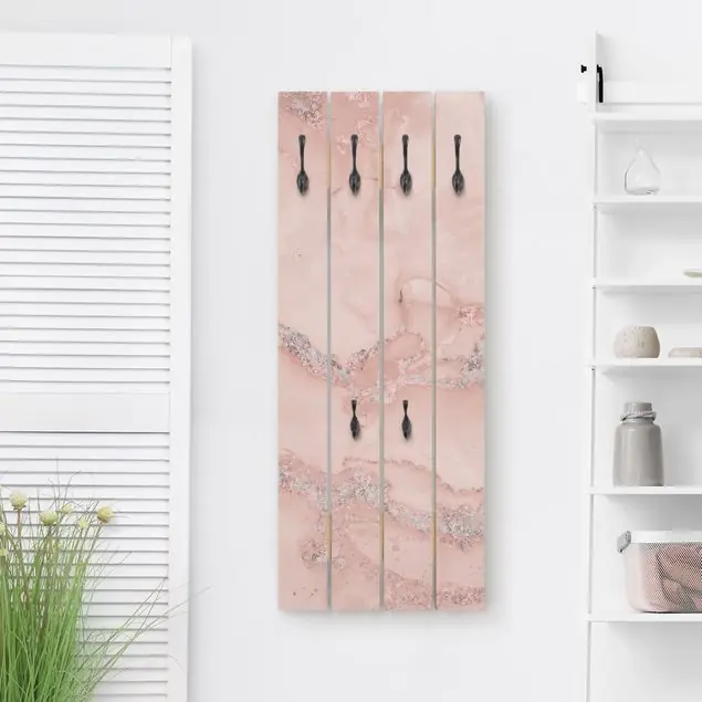 Farbexperimente Marmor Rose und Glitzer Wandgarderobe Neue Kollektion