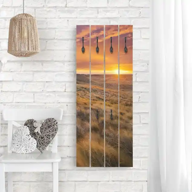 Sonderangebot Sonnenaufgang am Strand auf Sylt Wandgarderobe Holzpalette