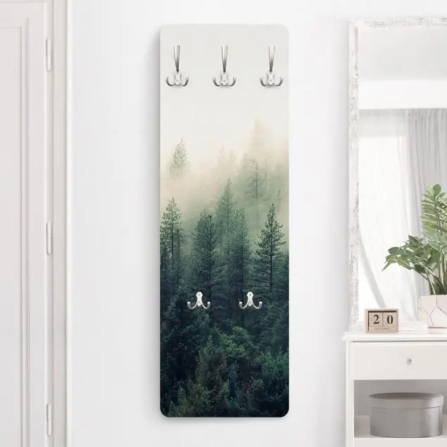 Günstig Wald im Nebel Erwachen Wandgarderobe Holzpaneel