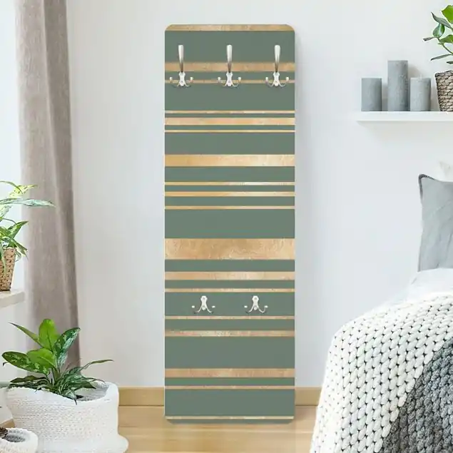 Goldene Streifen vor Grün Wandgarderobe Holzpaneel Direkt Vom Hersteller