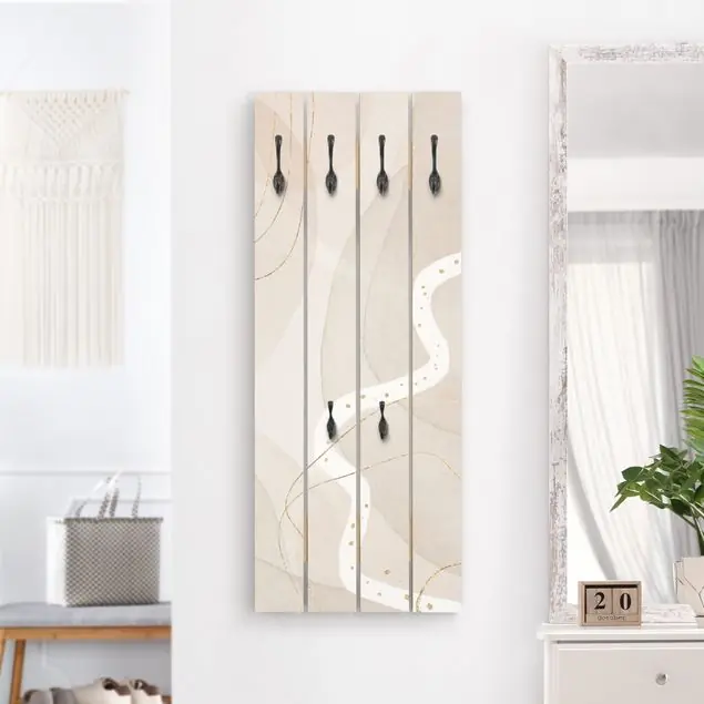 Preisreduziert Verspielte Impressionen mit weißer Linie Wandgarderobe