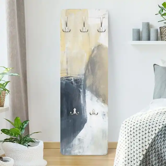 Dreiklang mit Tigerauge I Wandgarderobe Holzpaneel Markenware