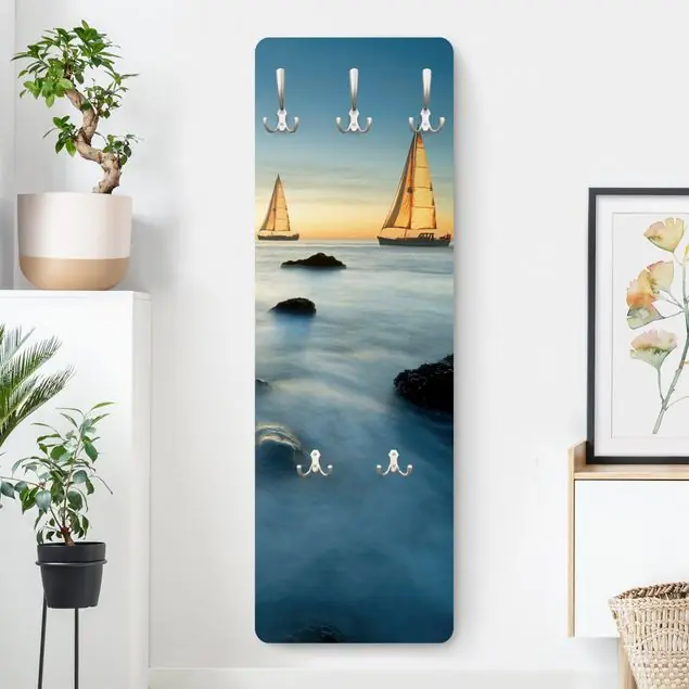 Segelschiffe im Ozean Wandgarderobe Holzpaneel Sonderangebot
