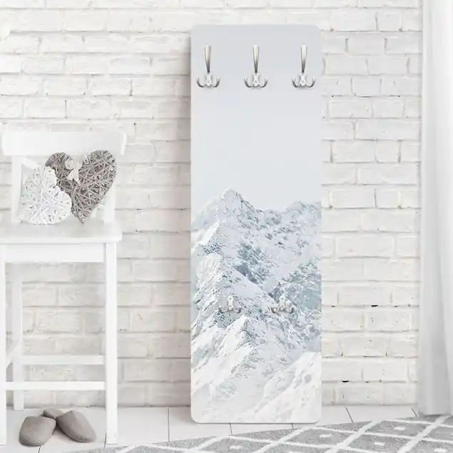 Weiße Berge Wandgarderobe Holzpaneel Ausverkauf