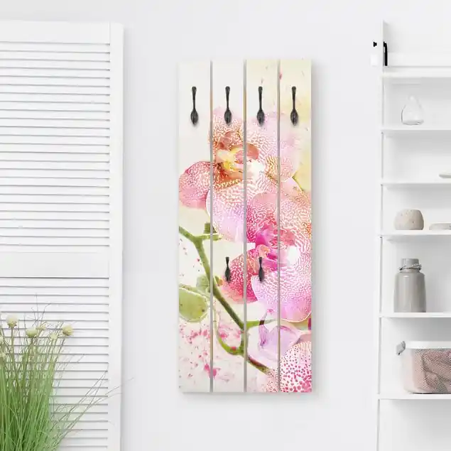 Aquarell Blumen Orchideen Wandgarderobe Holzpalette Super-Preis