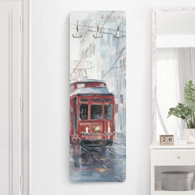 Sale Straßenbahn-Studie II Wandgarderobe Holzpaneel