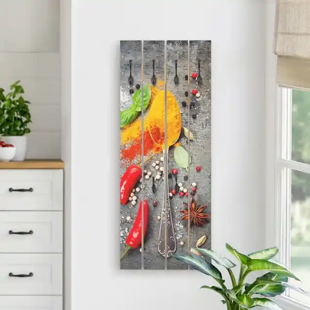 Sofort Bestellen Löffel mit Gewürzen Wandgarderobe Holzpalette