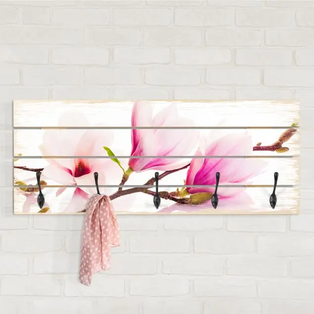 Zarter Magnolienzweig Wandgarderobe Holzpalette Neue Ware