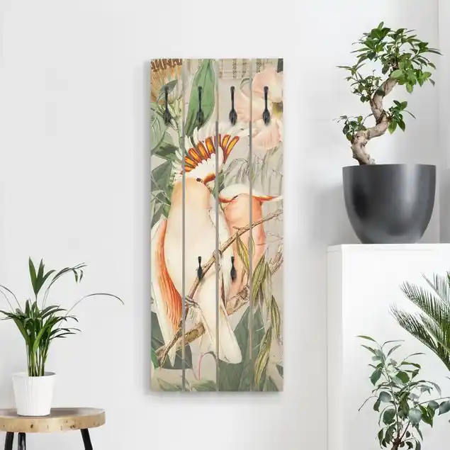 Letzte Chance Colonial Style Collage - Rosa Kakadu Wandgarderobe