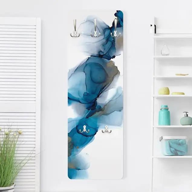 Bestpreis Weg des Windes Blau und Gold Wandgarderobe Holzpaneel