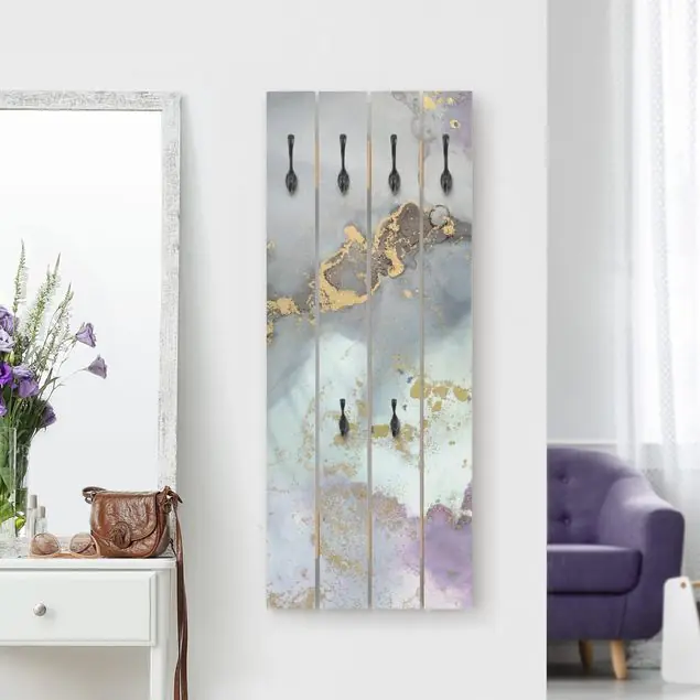 Farbexperimente Marmor Regenbogen und Gold Wandgarderobe Garantierte Lieferung