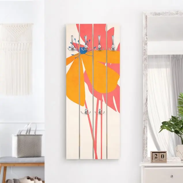 Must-Have Florale Schönheit Rosa und Orange Wandgarderobe