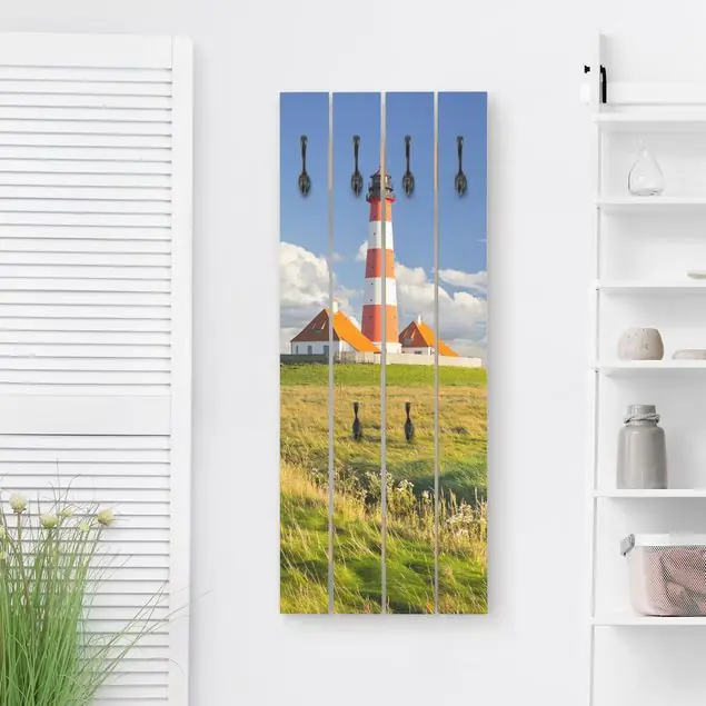 Leuchtturm in Schleswig-Holstein Wandgarderobe Holzpalette Neue Ware