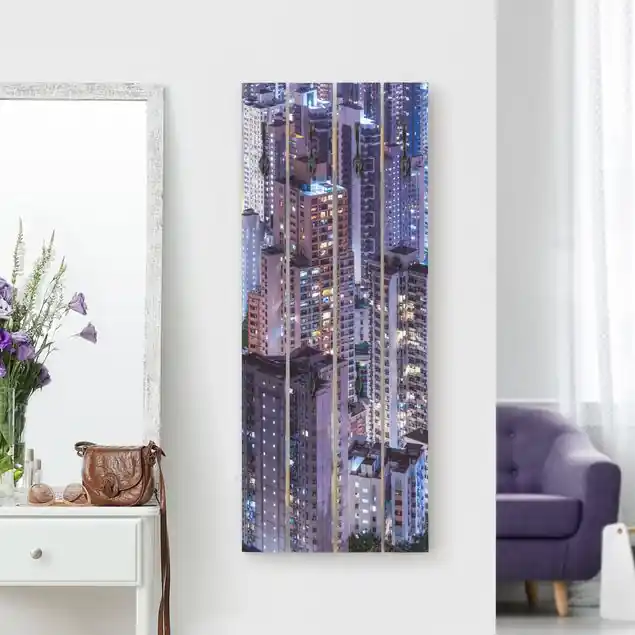 Ausverkauf Hongkong Lichtermeer Wandgarderobe