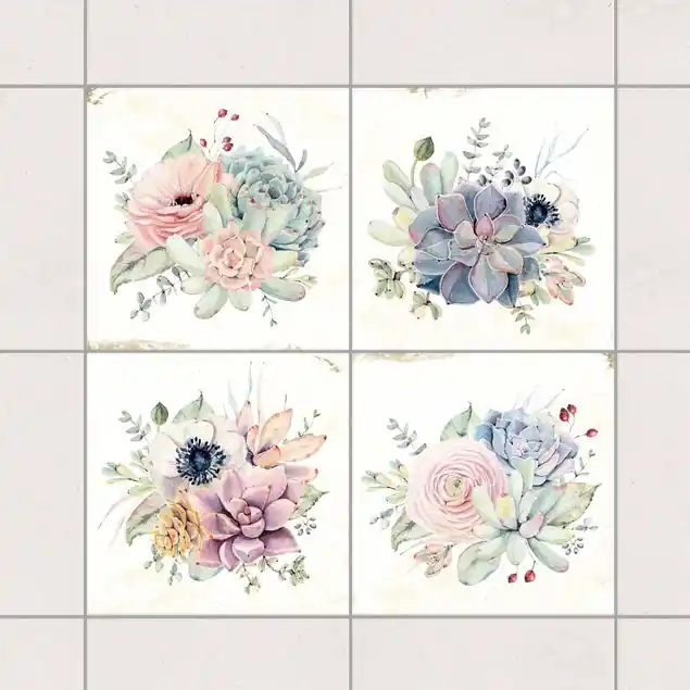 Aquarell Blumen Landhaus Fliesenaufkleber Schneller Versand