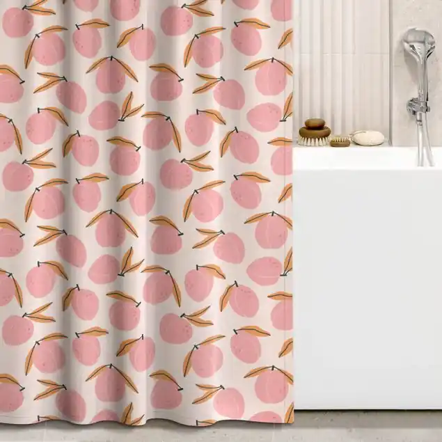Must-Have Pfirsisch Illustration auf Beige Duschvorhang