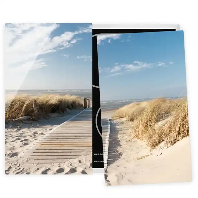 Sichere Zahlung Ostsee Strand 2-teilige Herdabdeckplatte Glas