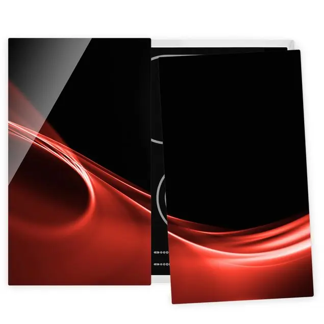 Red Wave 2-teilige Herdabdeckplatte Glas Top-Angebot