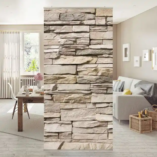 Bestpreis Asian Stonewall - Steinmauer aus großen hellen Steinen                               Raumteiler