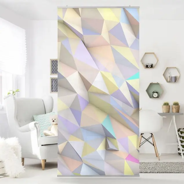 Geometrische Pastell Dreiecke in 3D Raumteiler Zertifiziert