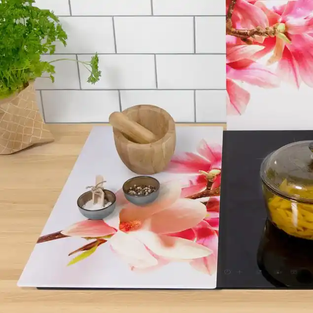 Mega-Angebot Magnolienblüten 2-teilige Herdabdeckplatte Glas