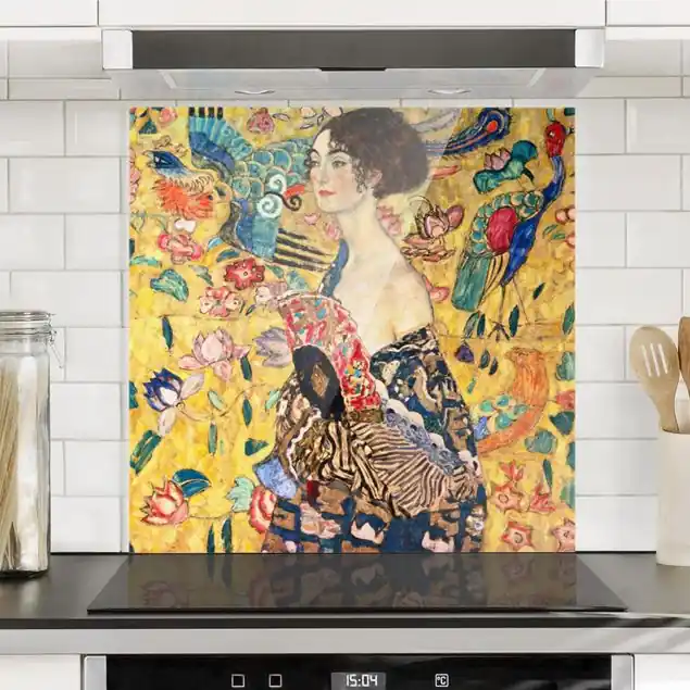 Bestpreis Gustav Klimt - Dame mit Fächer Spritzschutz