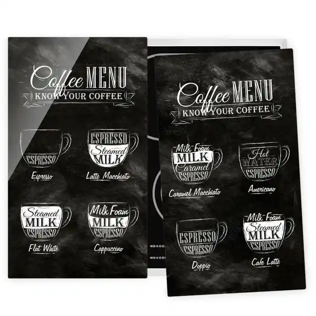 Echt Kaffeesorten Kreidetafel 2-teilige Herdabdeckplatte Glas