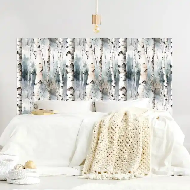 Meistverkauft Aquarell Birkenwald im Winter Kopfteil Bett